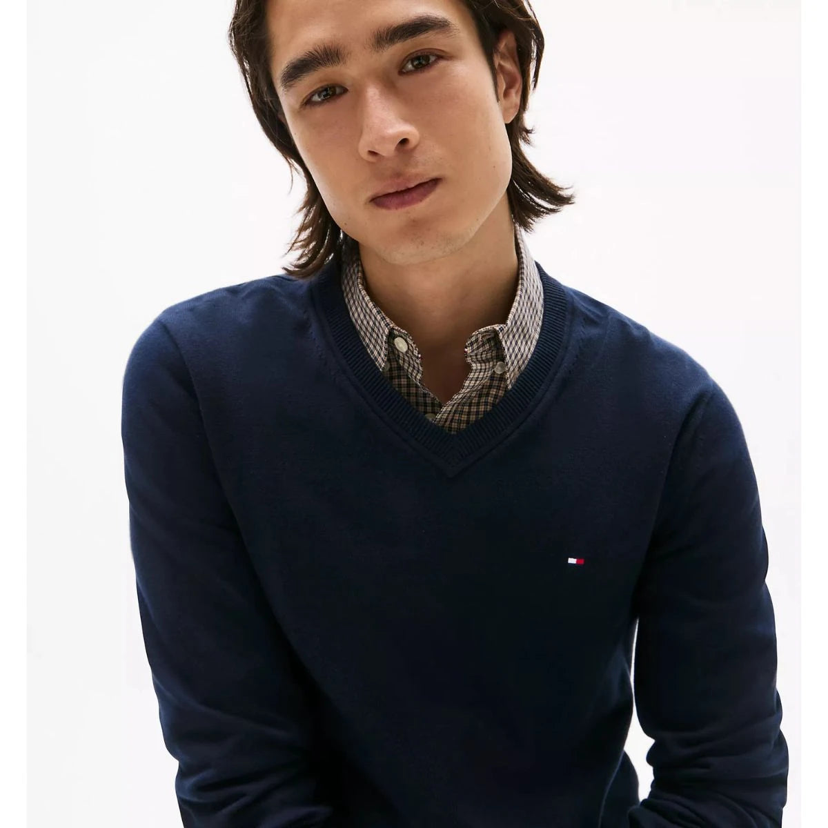 Buso Suéter Cuello V Hombre Tommy Hilfiger 100 Algodón Elegancia Y Confort