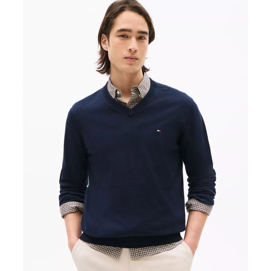 Buso Suéter Cuello V Hombre Tommy Hilfiger 100 Algodón Elegancia Y Confort