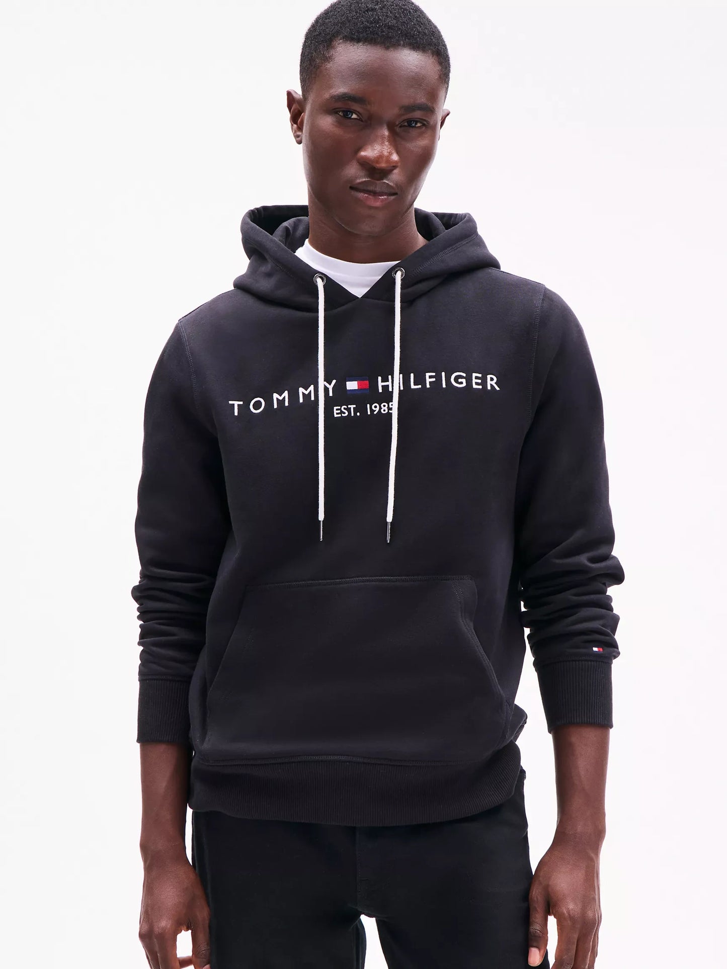 Hoodie Tommy Hilfiger Negro Bordado – Original 100%