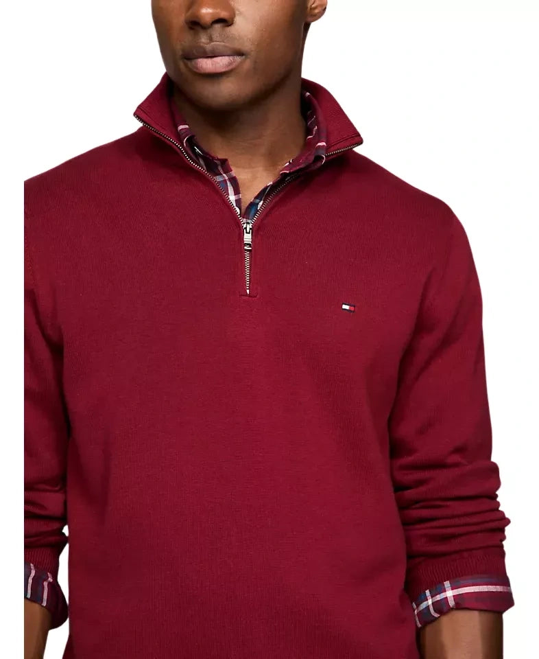 Suéter Tommy Hilfiger Original Media Cremallera – Vino Tinto 100% ORIGINAL